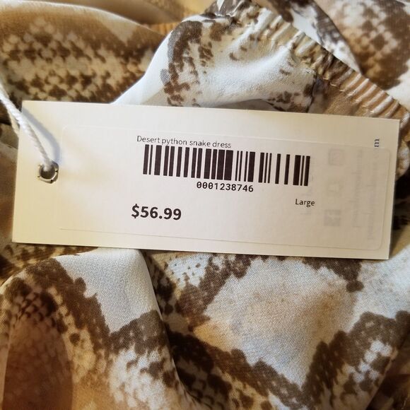 Cake Women's Size L Brown Beige Desert Python Snake Print High Low Dress - Picture 8 of 10